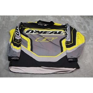 O'Neal Jersey Shirt Mens XL Black Yellow Gray Motocross MX Long Sleeve Offroad